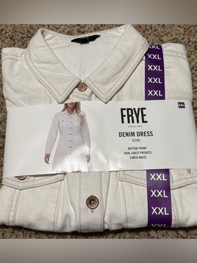 FRYE Cream Denim Shirt Dress - Button Front